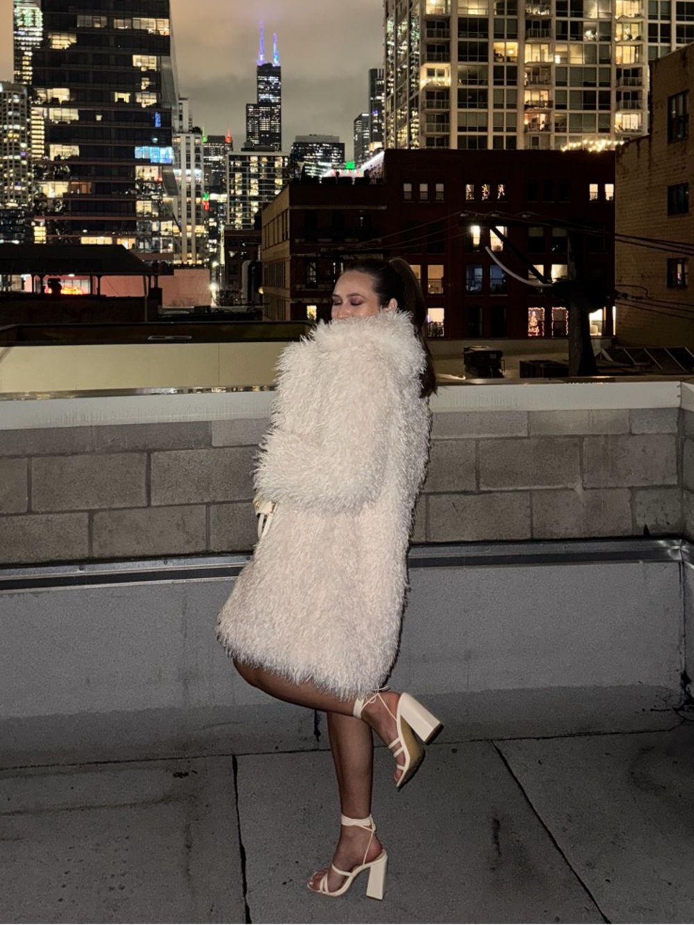 White Faux Fur Oversized Coat